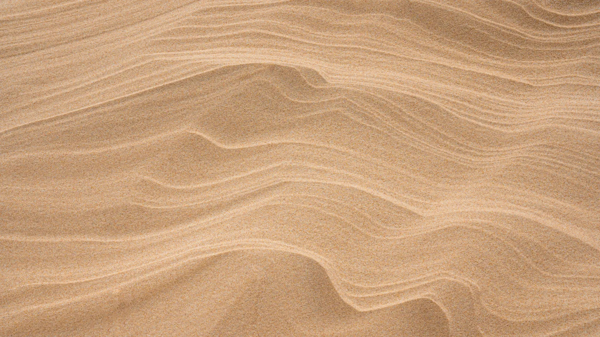 Close-up view of smooth sand dunes with flowing, wavy patterns and fine texture detail