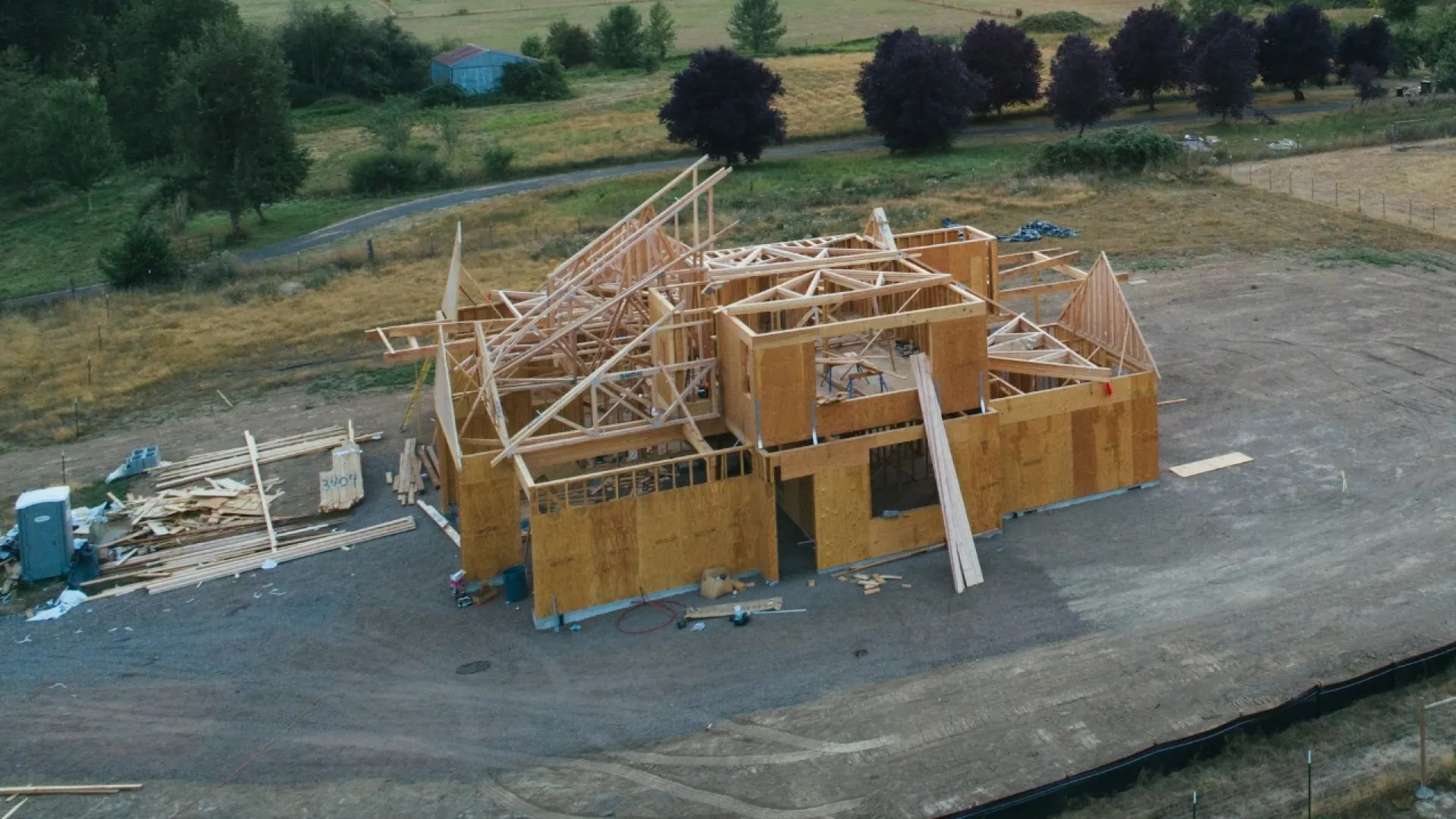 a construction site with a crane