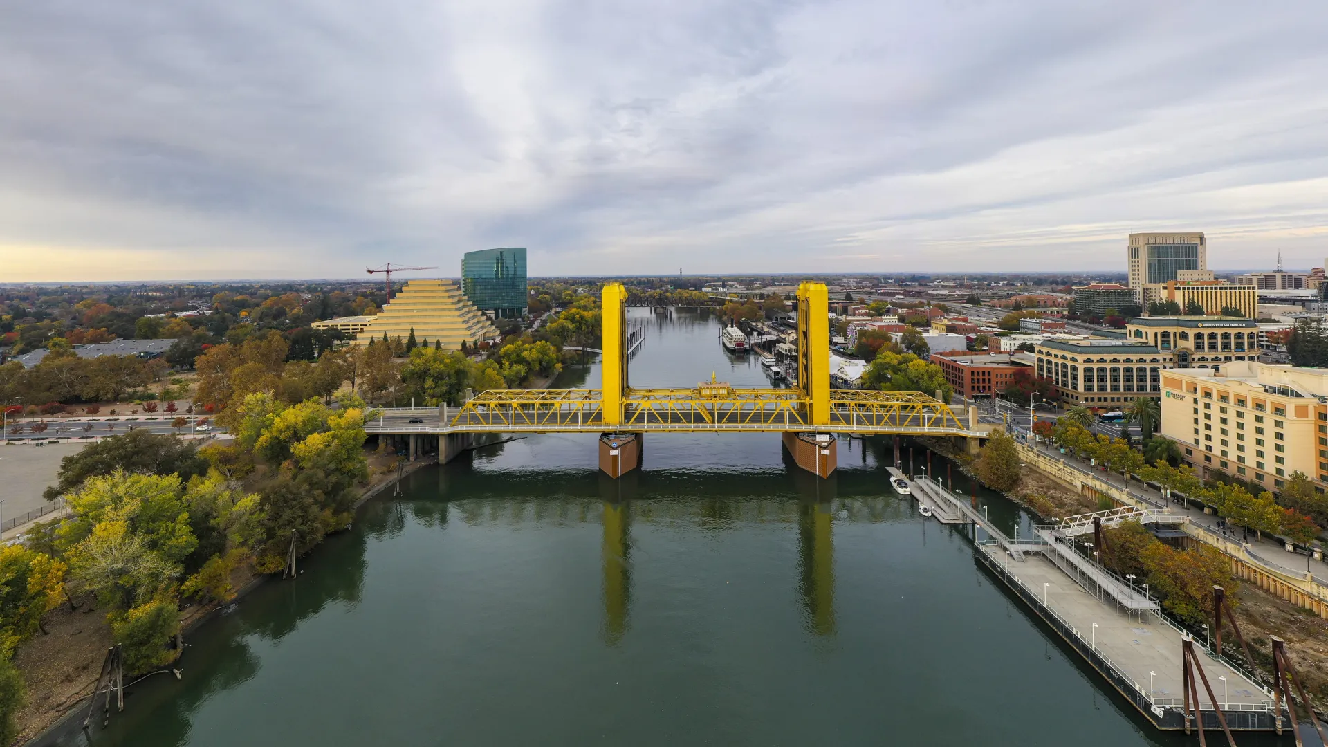 a bridge over a river