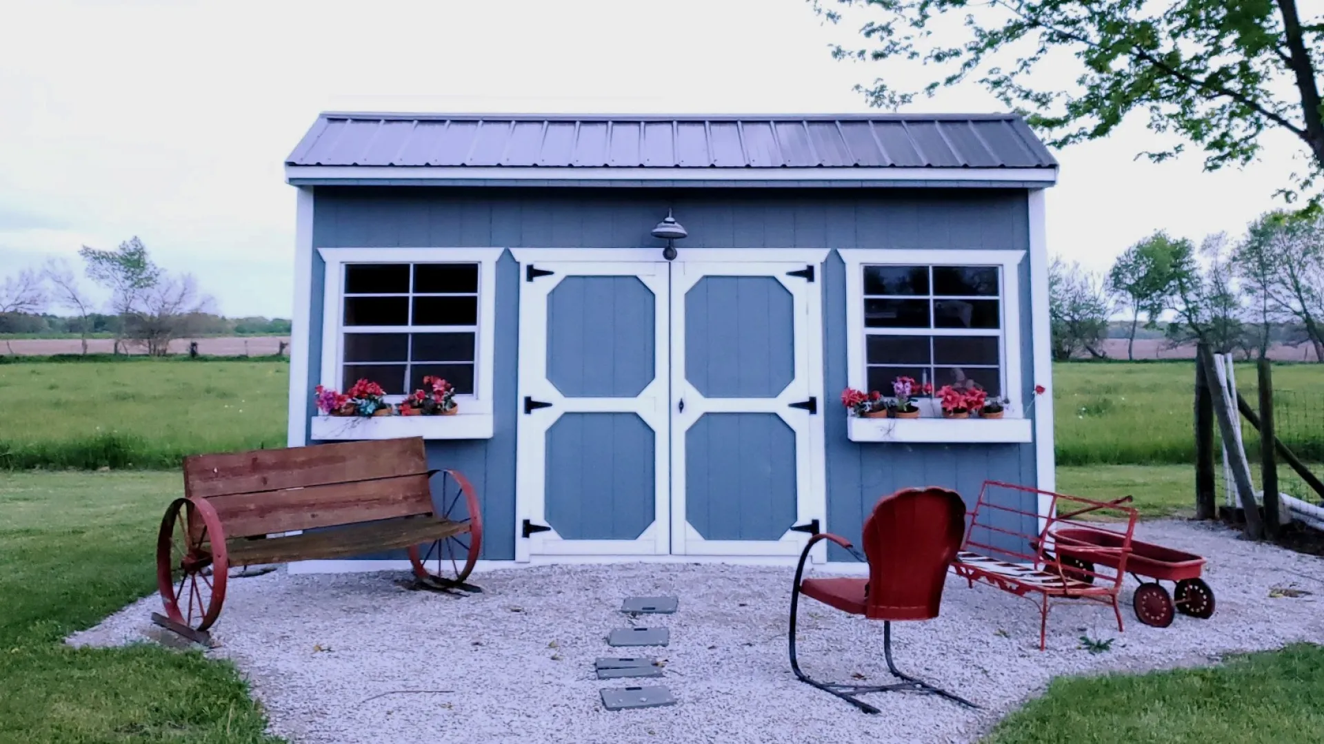 a small house with a small garage