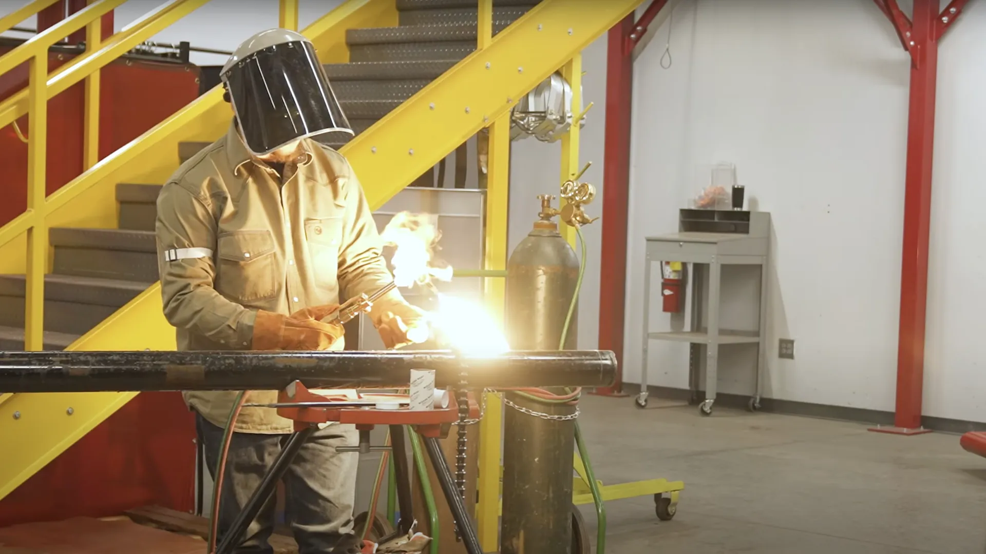 a person working on a machine