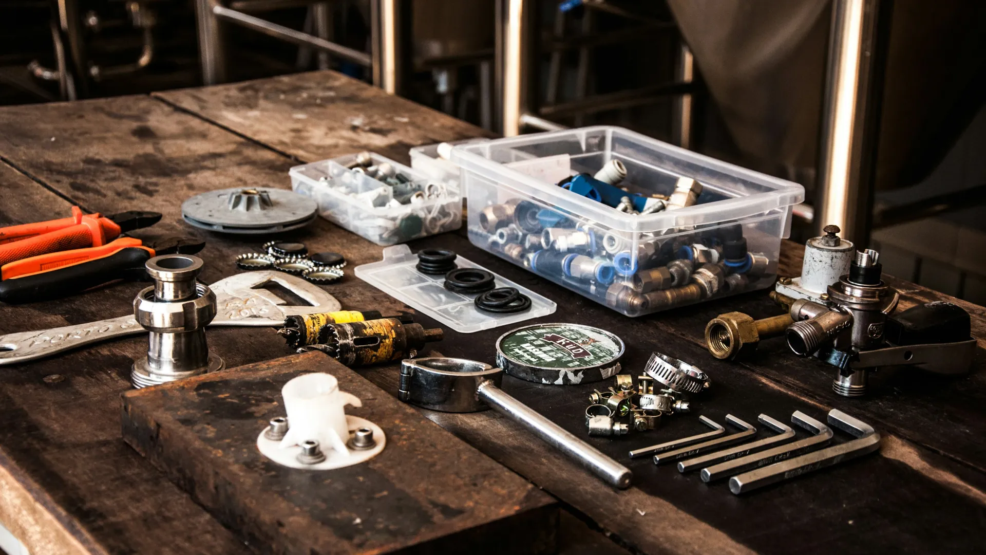 a table with tools on it