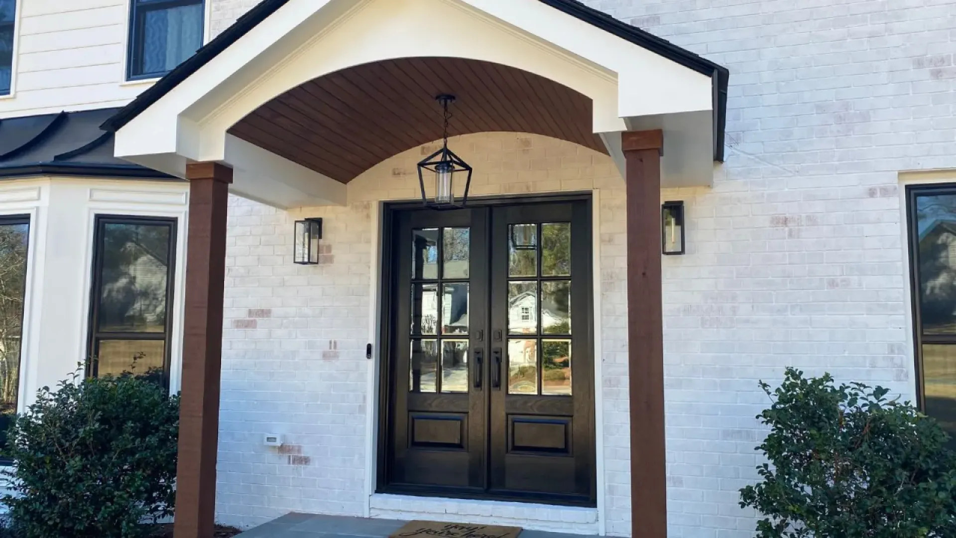 a house with a brick front porch