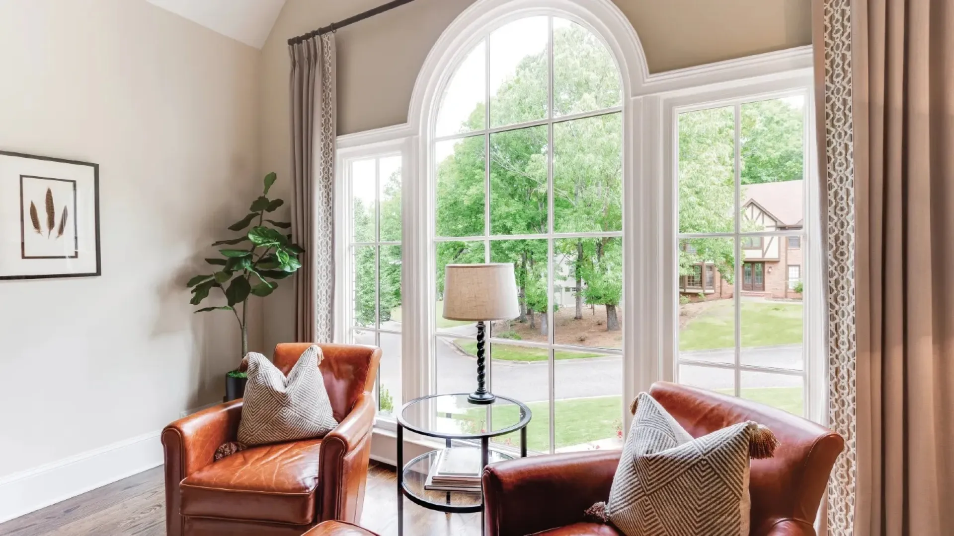 A living room with large Infinity Windows from North Georgia Replacement Windows