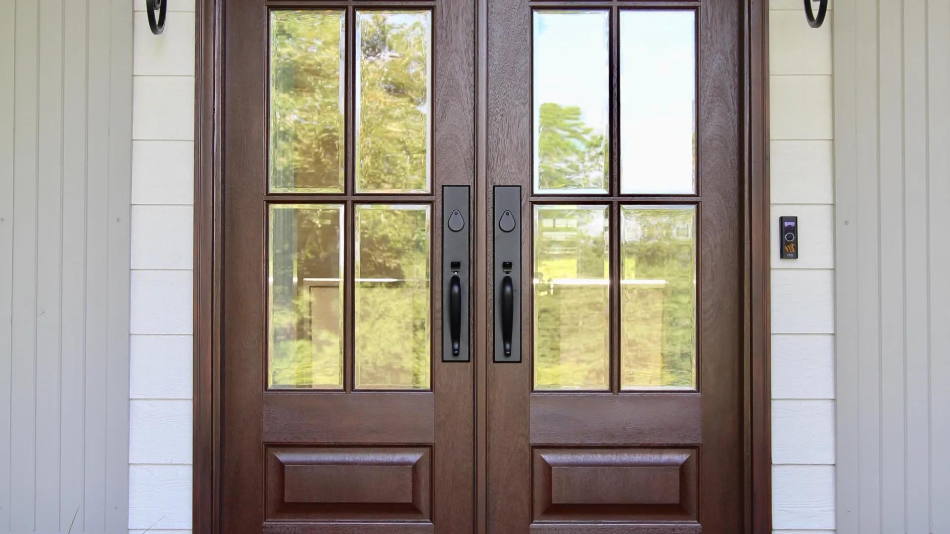 a door with a glass window