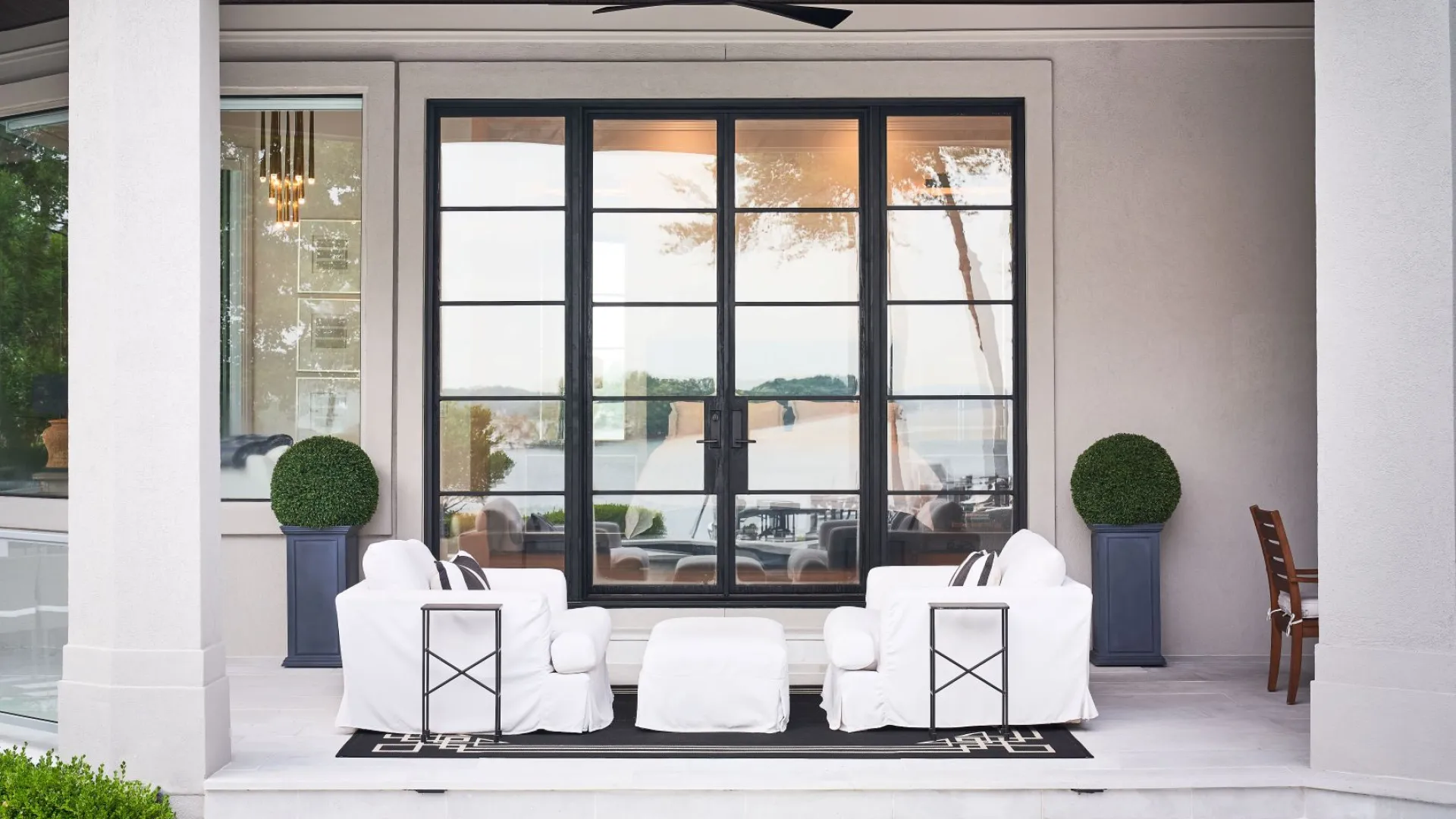 Phoenix Iron Doors with glass inserts on patio