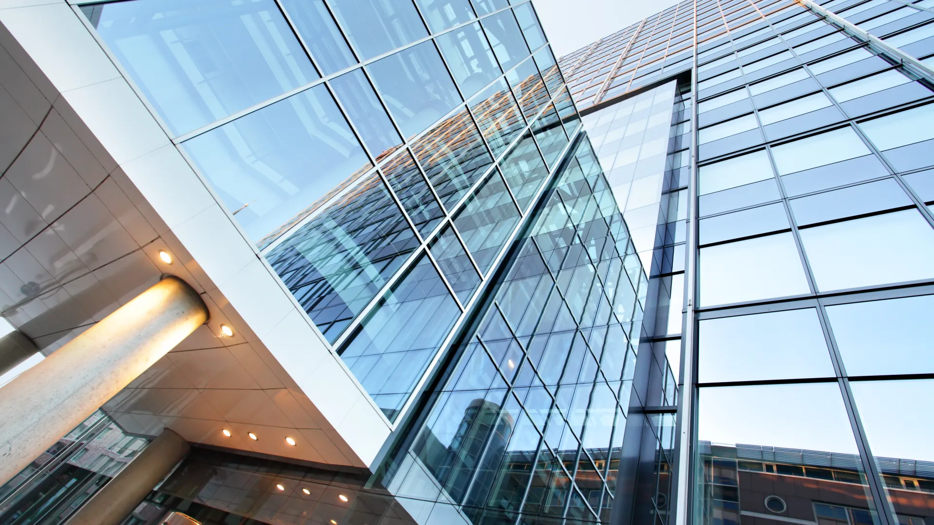 a large glass building with many windows