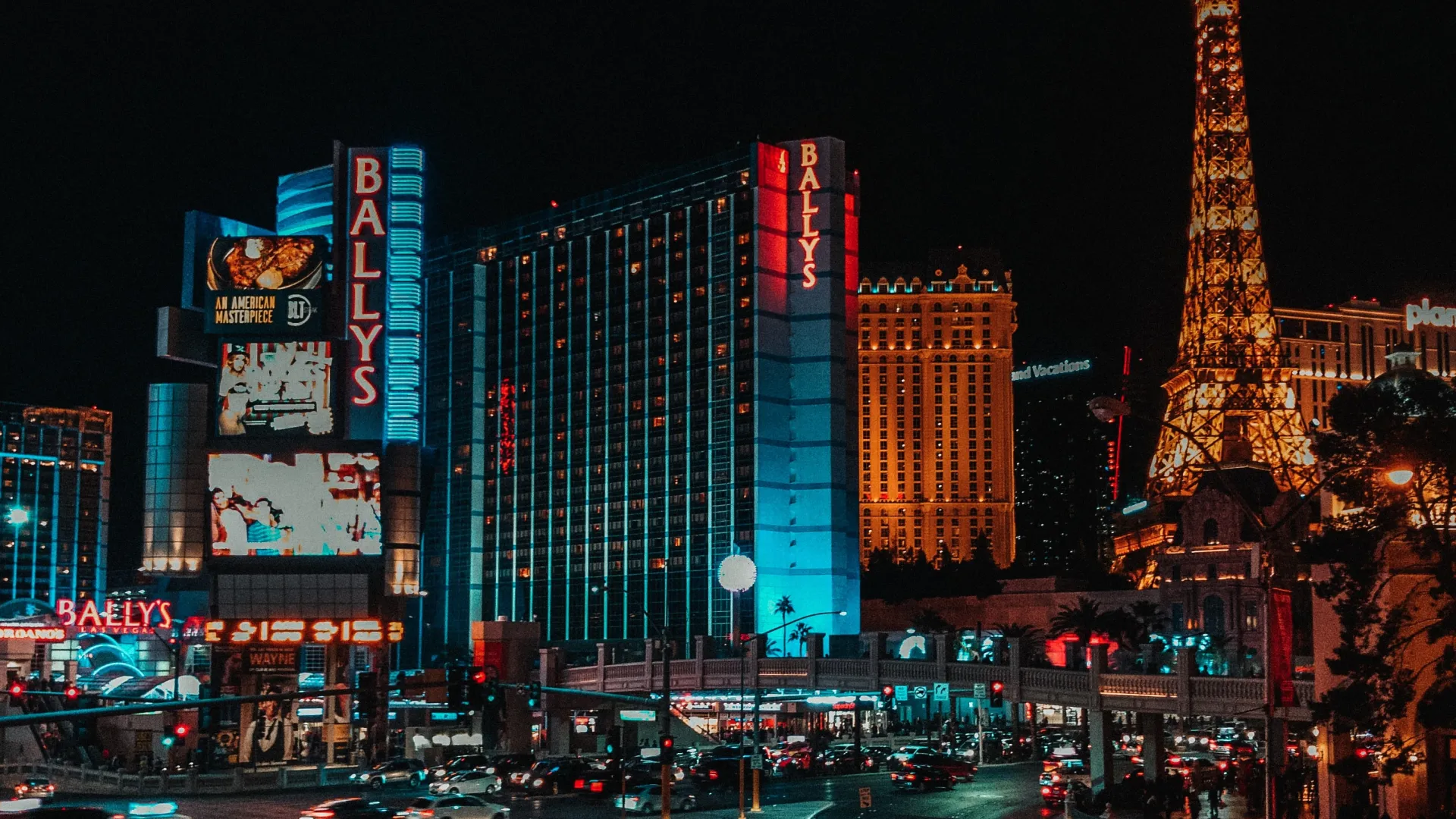 a city street at night