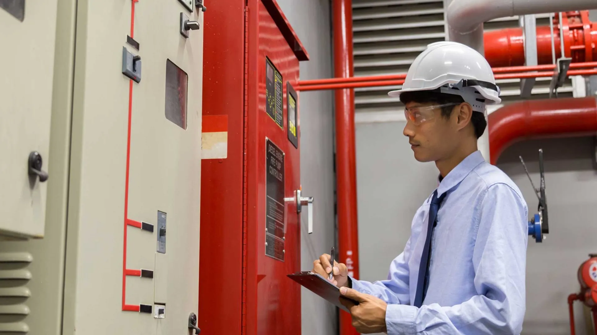 a man wearing a hard hat