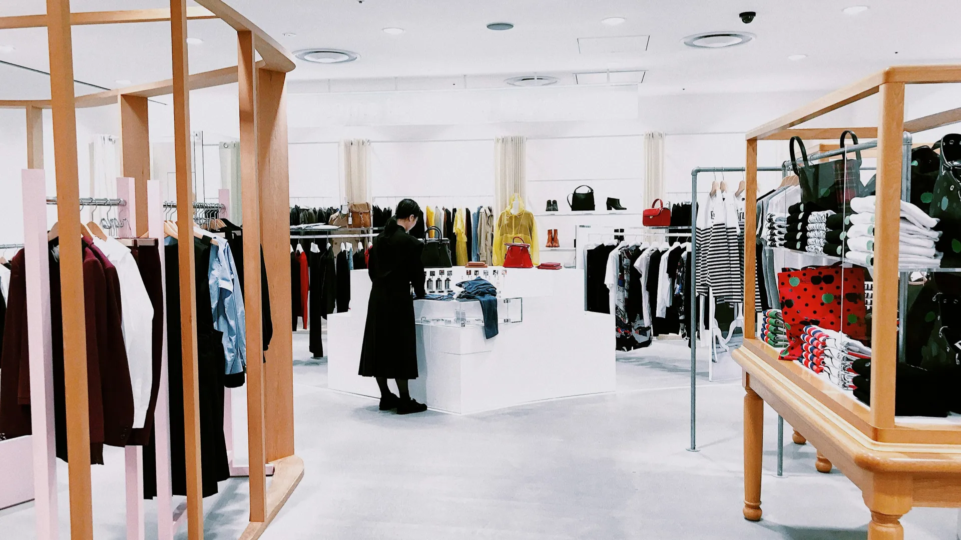 a person in a clothing store