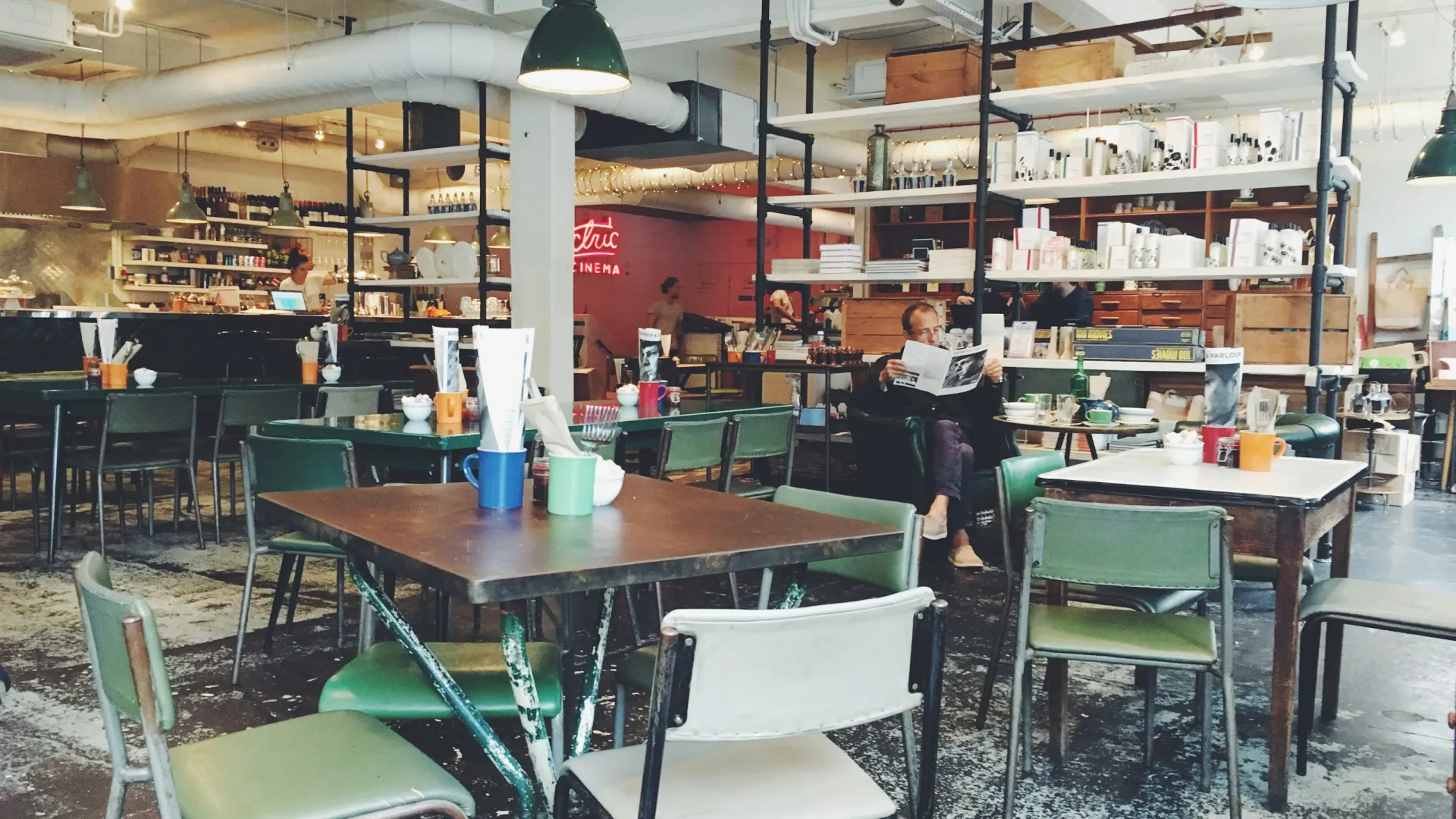a restaurant with tables and chairs