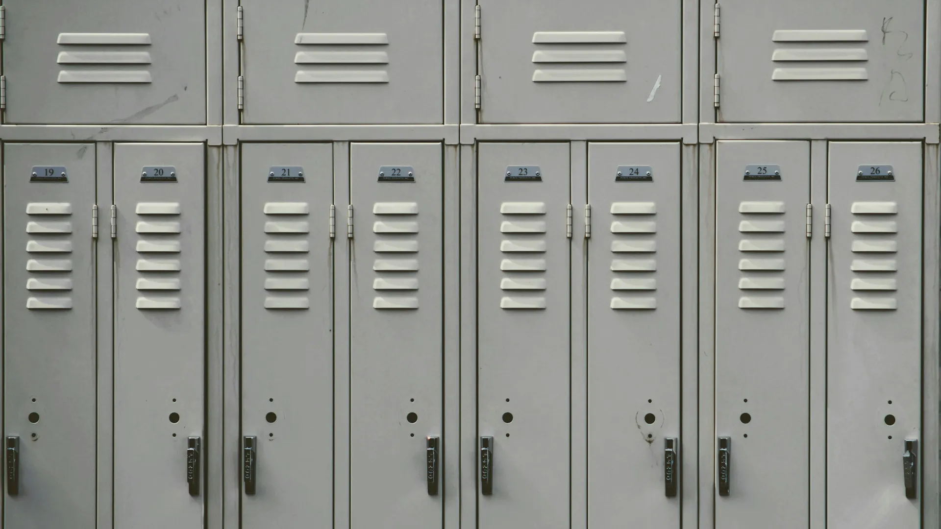 a row of white lockers