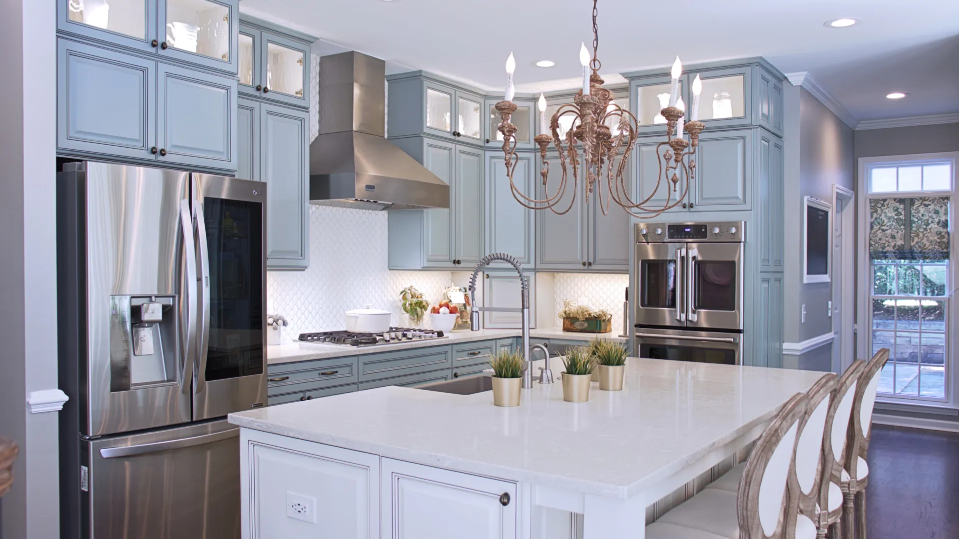 a kitchen with a sink and a window