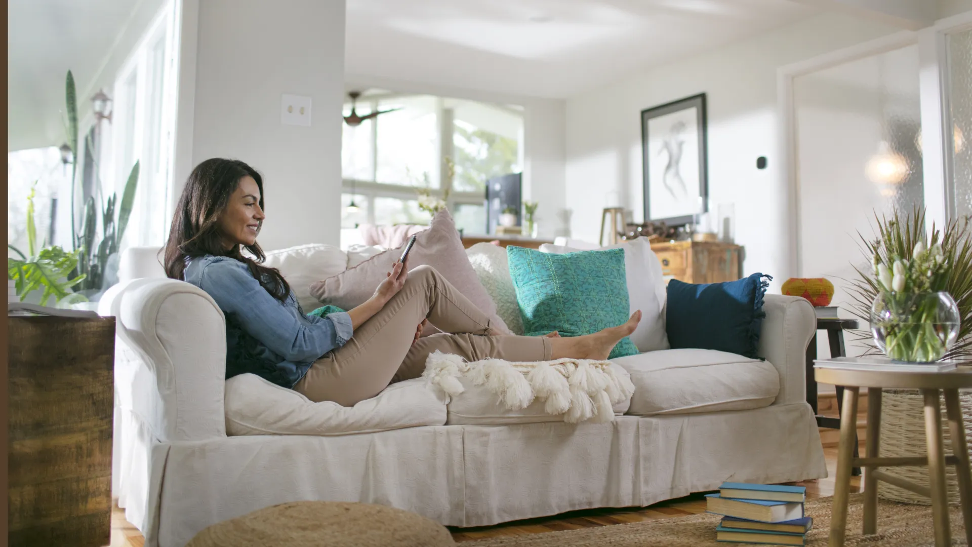 a person sitting on a couch