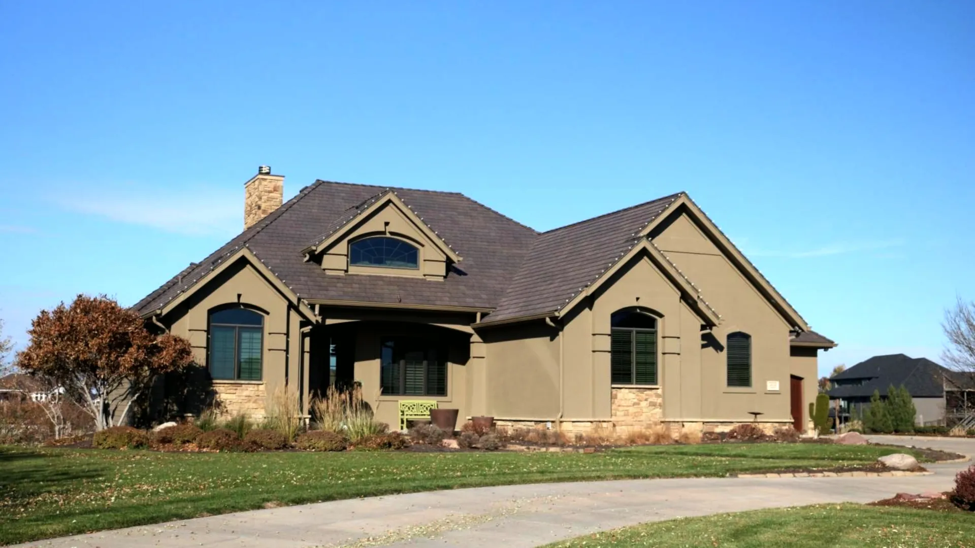 a house with a large front yard