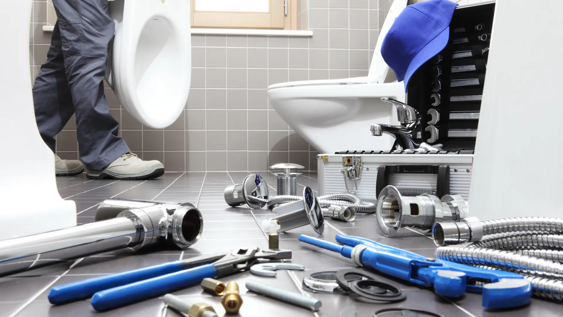 a toilet being repaired in Atlanta