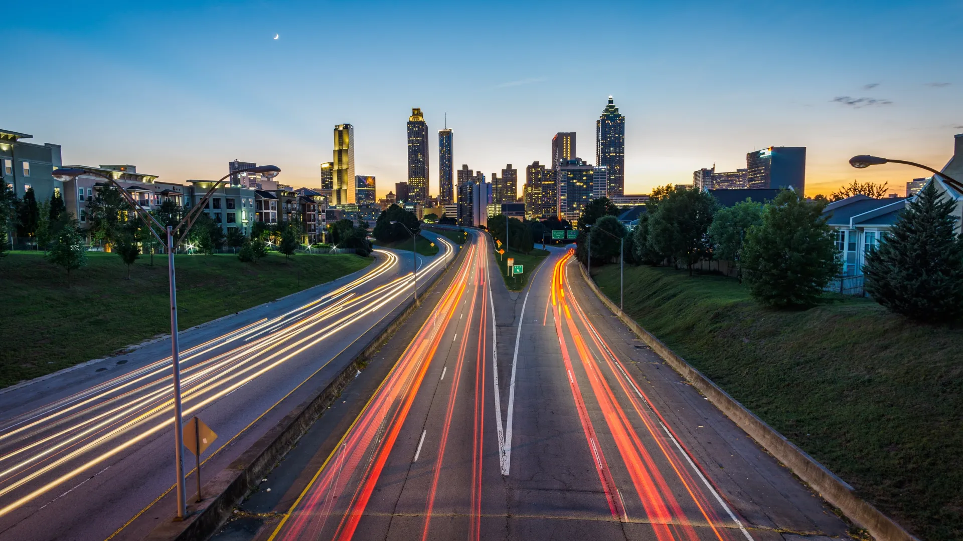 a long exposure of a city