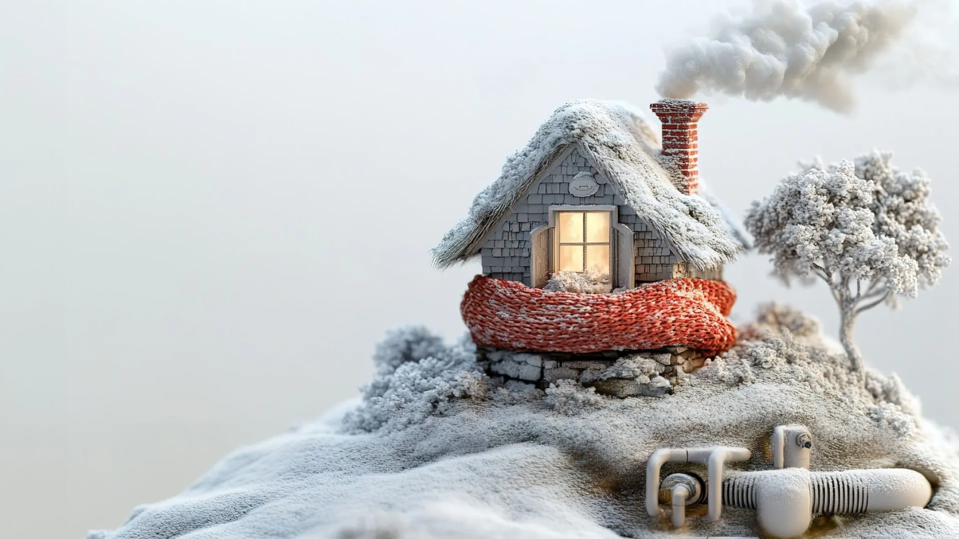 a small house in the snow