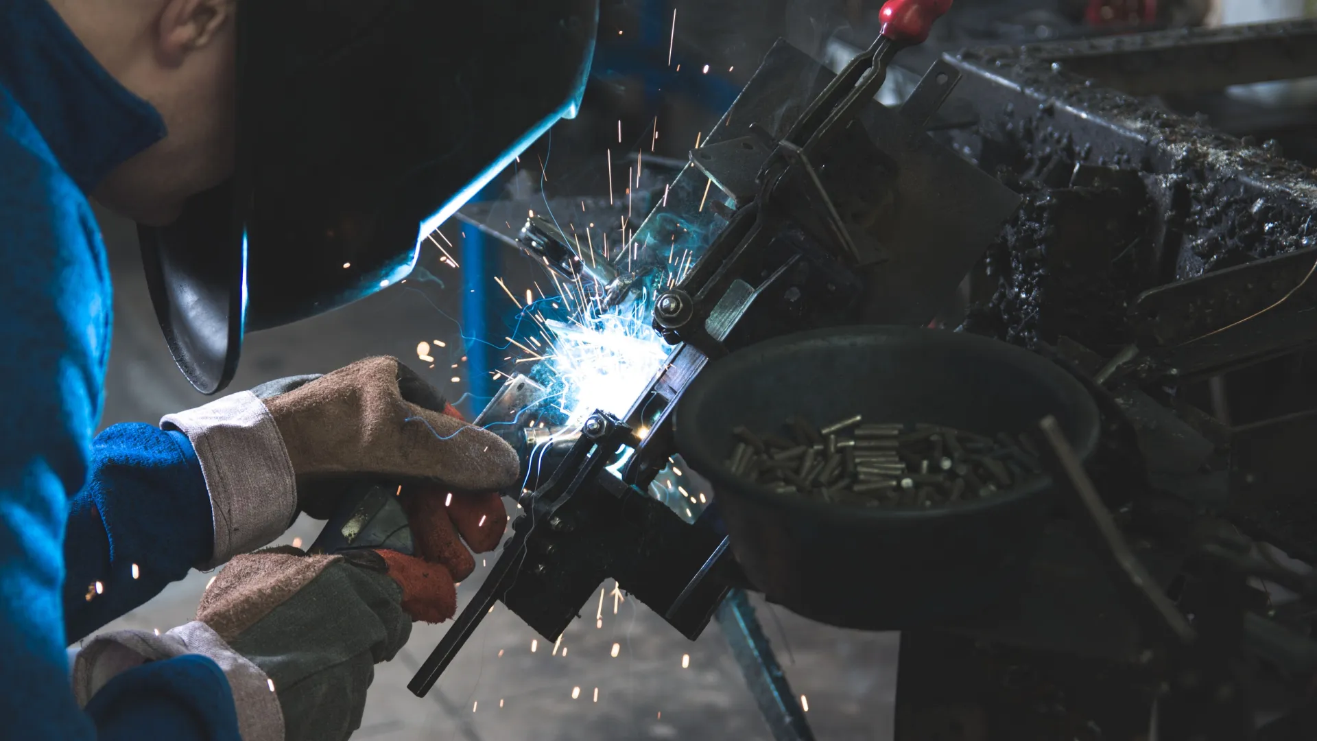 a person working on a machine