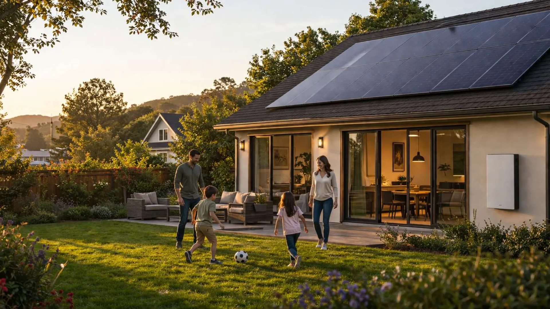 sonoma county family with solar on their roof and a battery backup