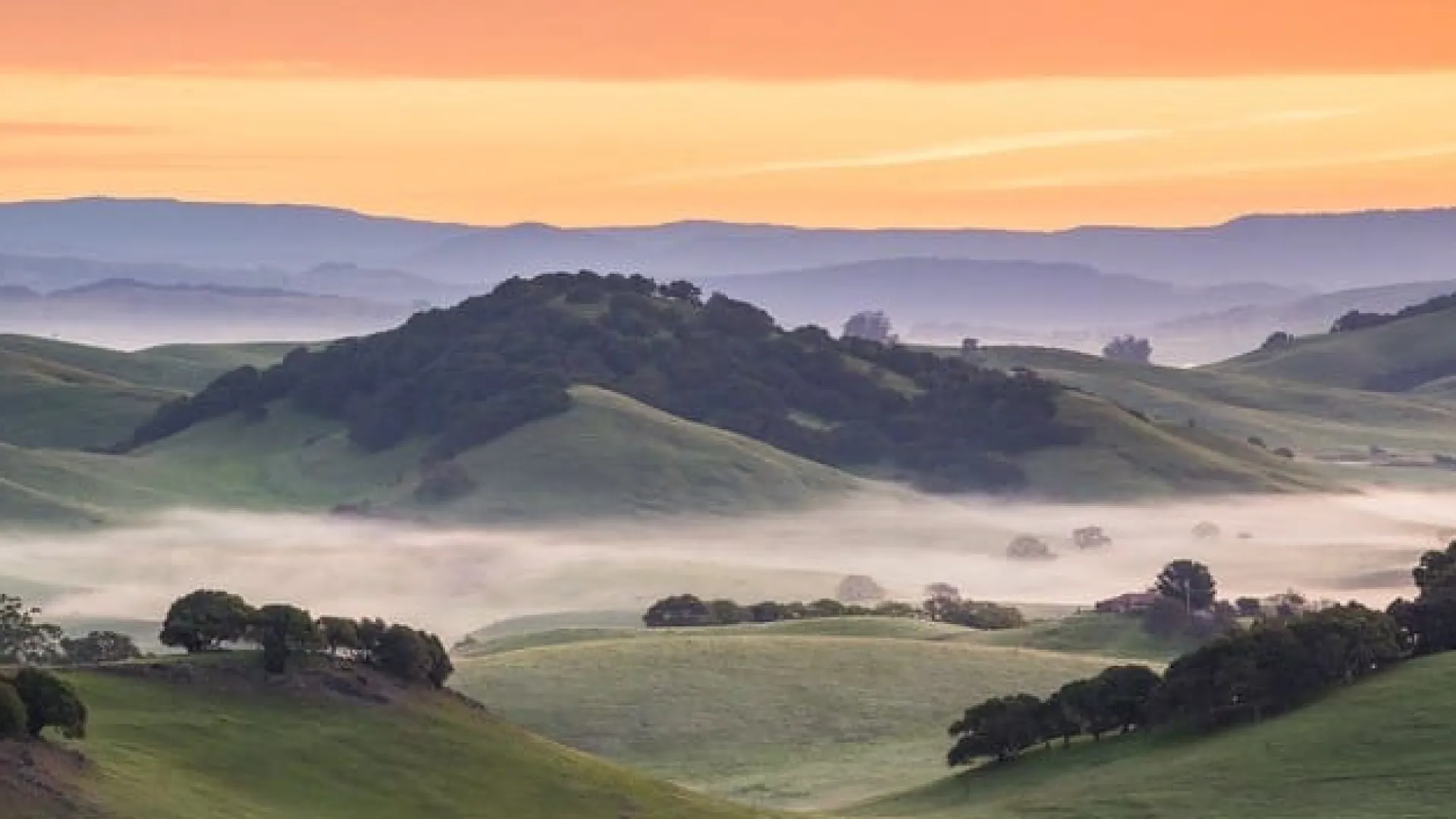 a landscape with hills and trees