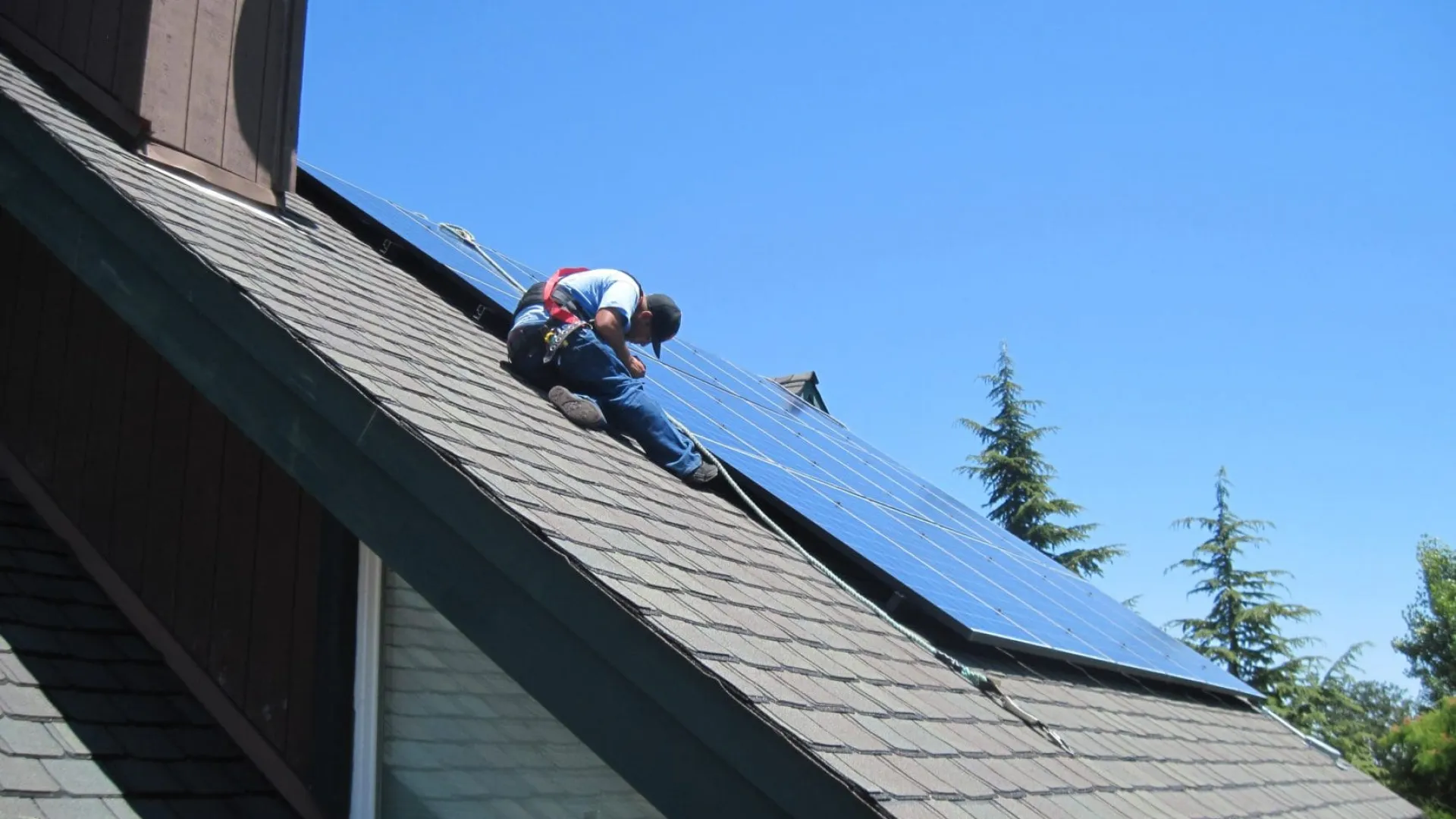 a person on a roof