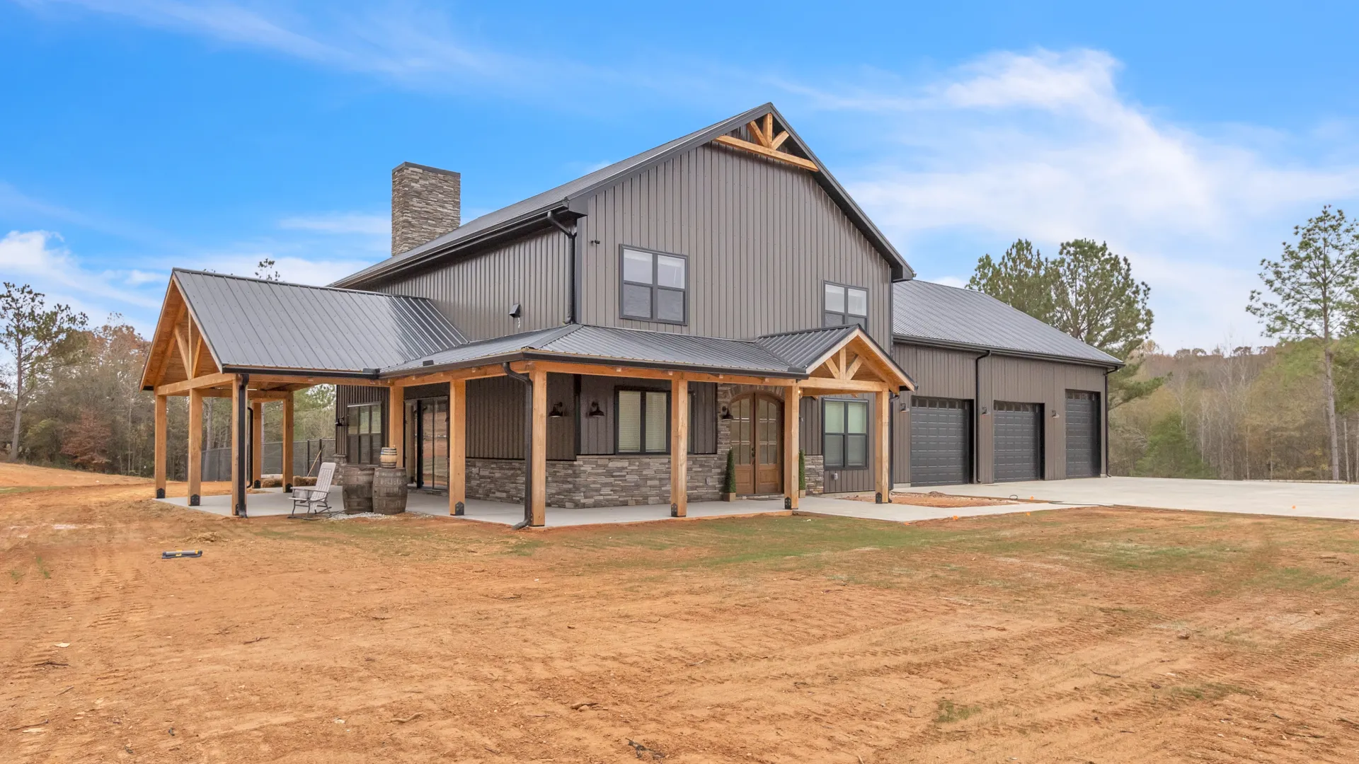 a house with a dirt yard