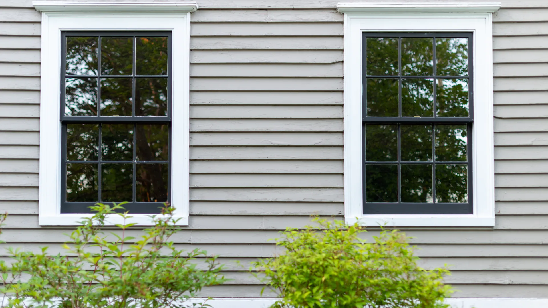 a couple of windows on a house