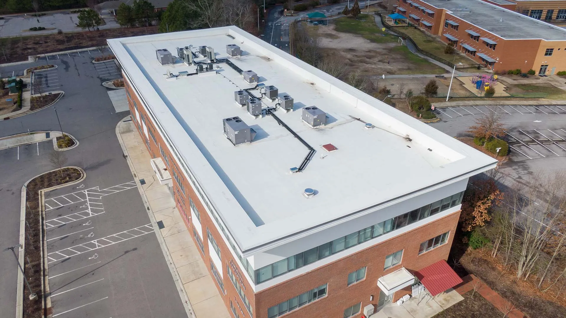 a building with a roof