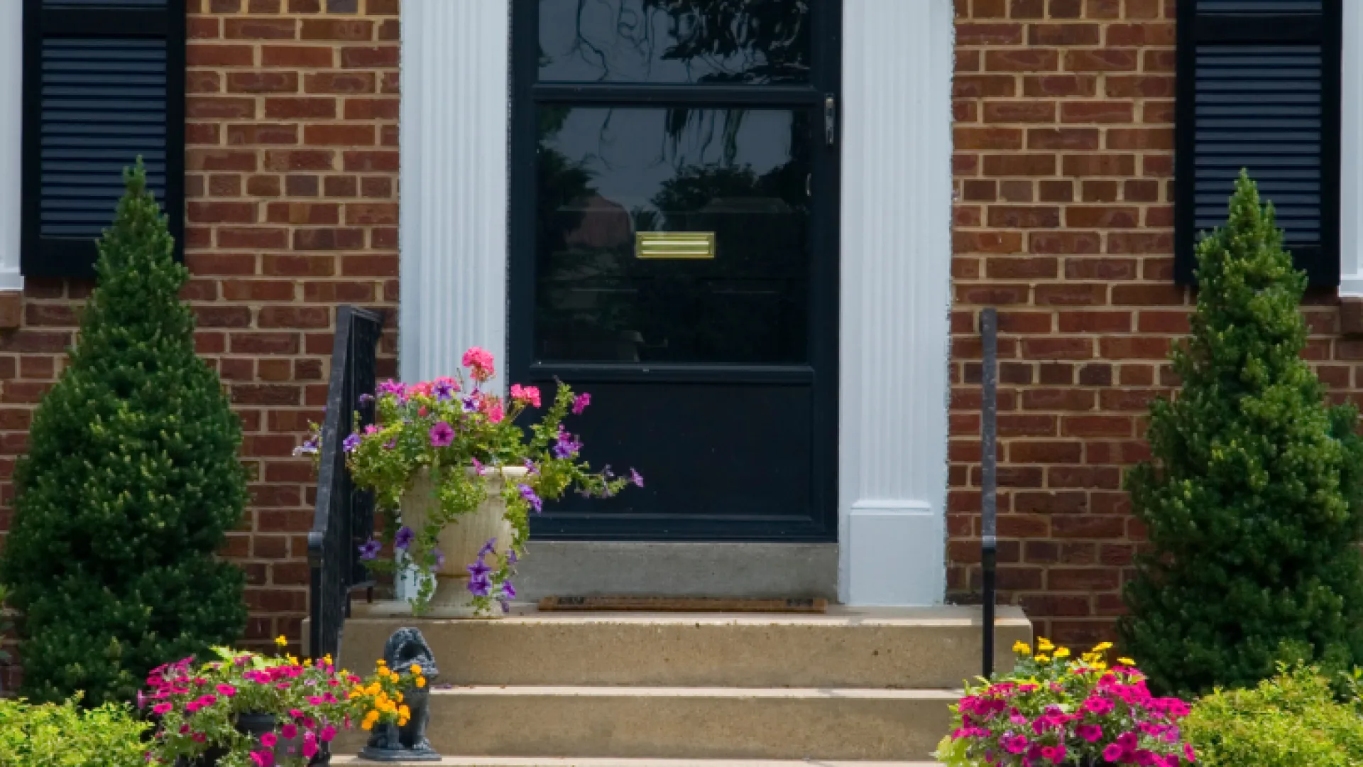 a door with flowers on the front