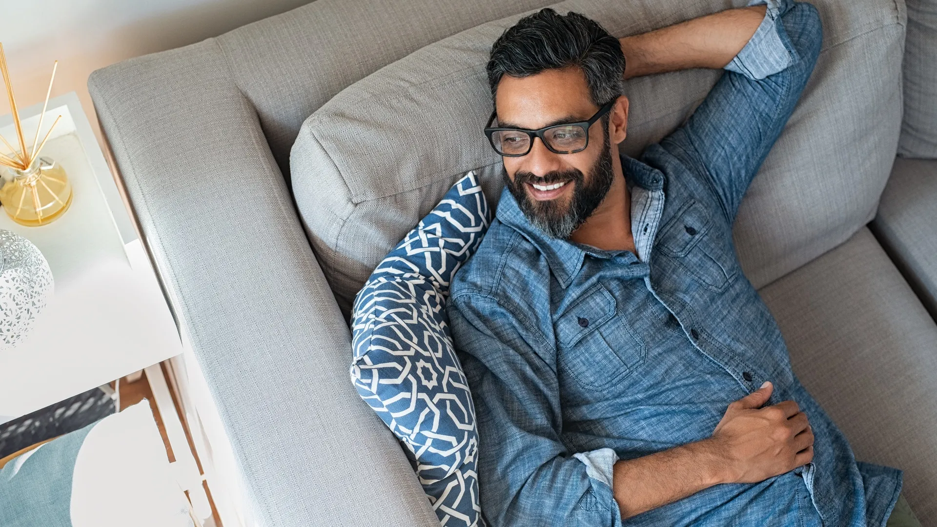 a man sitting on a couch