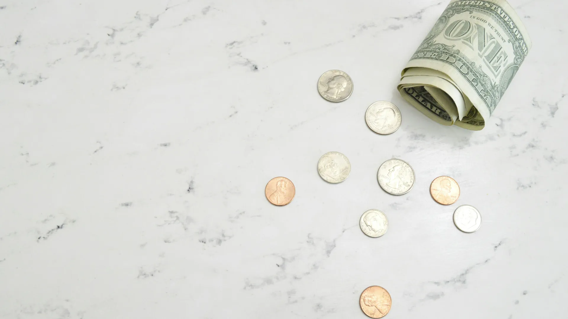 coins on a table