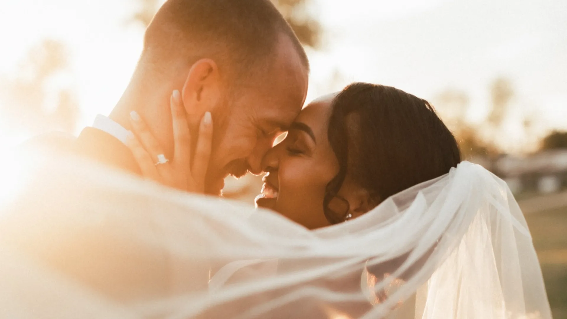 a man and woman kissing