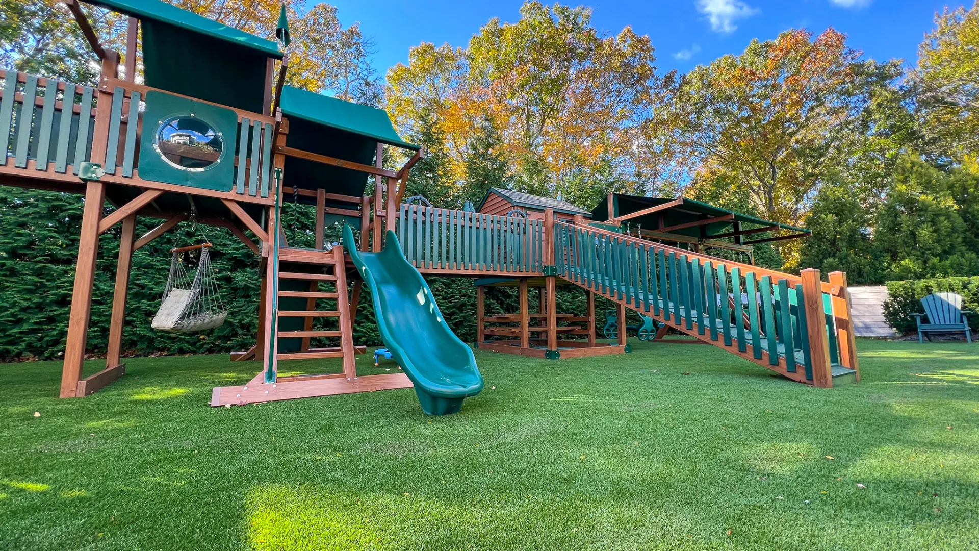 a play set in a yard