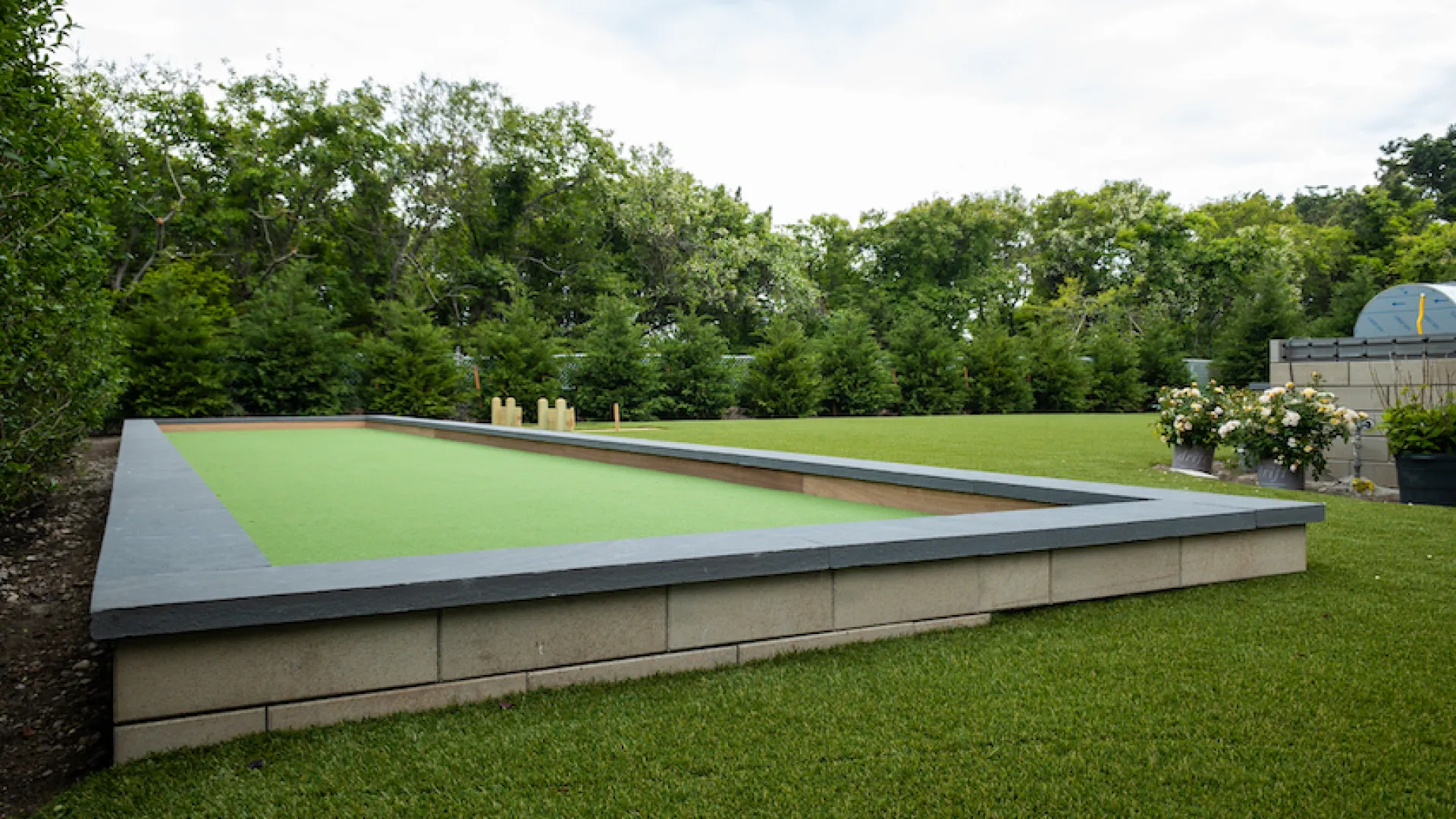 a large green pool