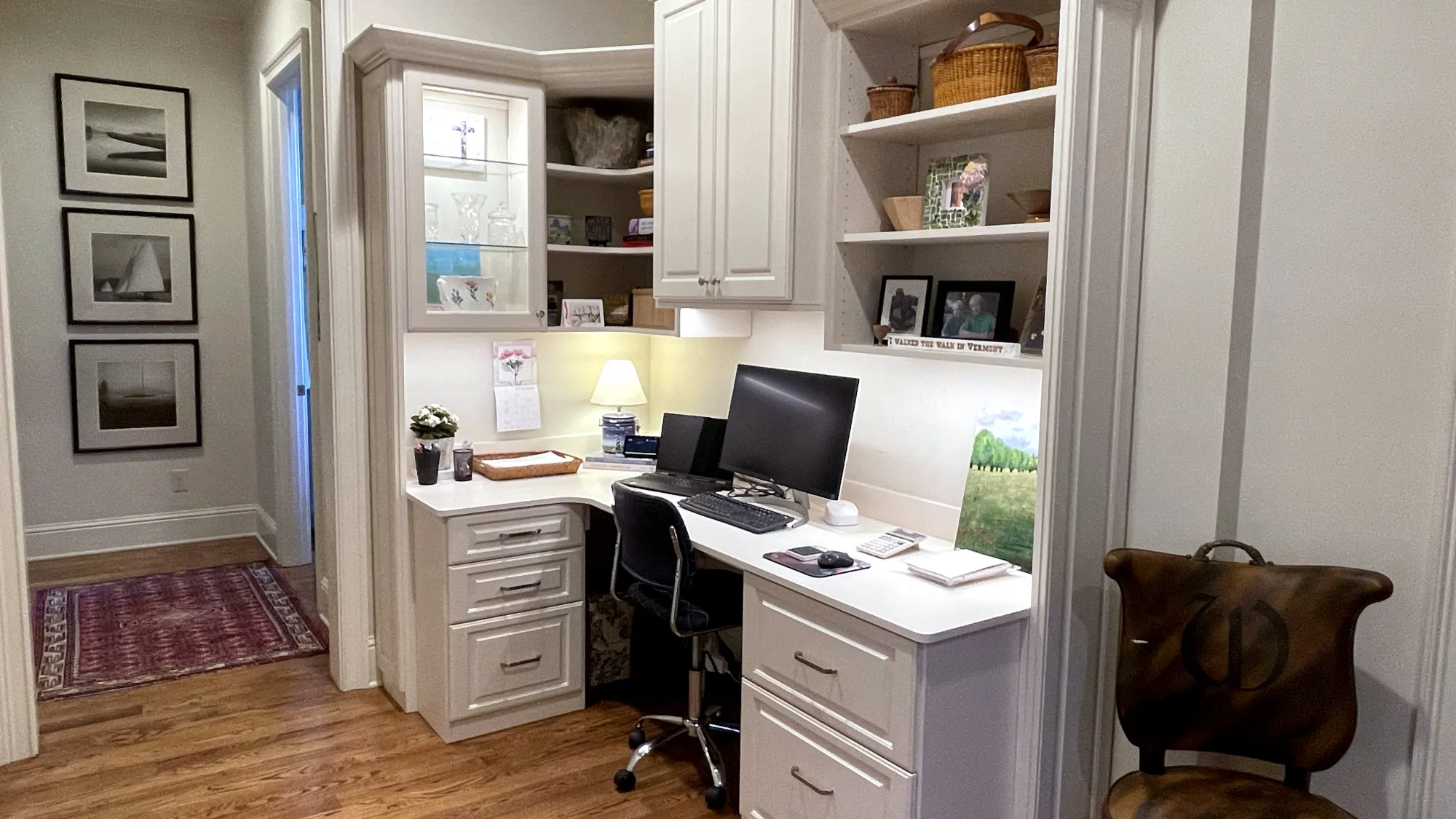 a room with a desk and a chair