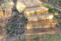 Pager Link for 4 Brown stone step treads set in landscape