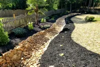 Pager Link for River rock creekbed swale with plantings
