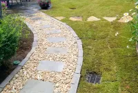 Pager Link for Egg rock walkway with stepping stones and border