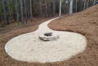 Pager Link for Bolder fire-pit and pea-gravel pathway
