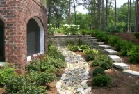 Pager Link for deco creek bed, in landscape, side of house