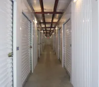 a hallway with white walls