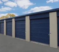 a row of garage doors