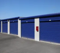 a row of garage doors