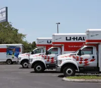 a group of white trucks