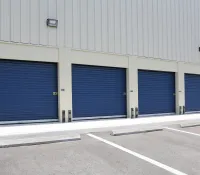 a row of garage doors