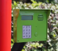 a green and white phone