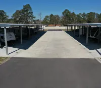 a parking lot with a car