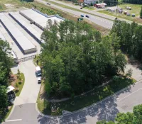 a high angle view of a parking lot