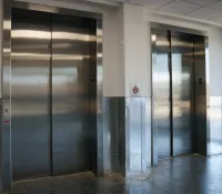 a row of elevator doors